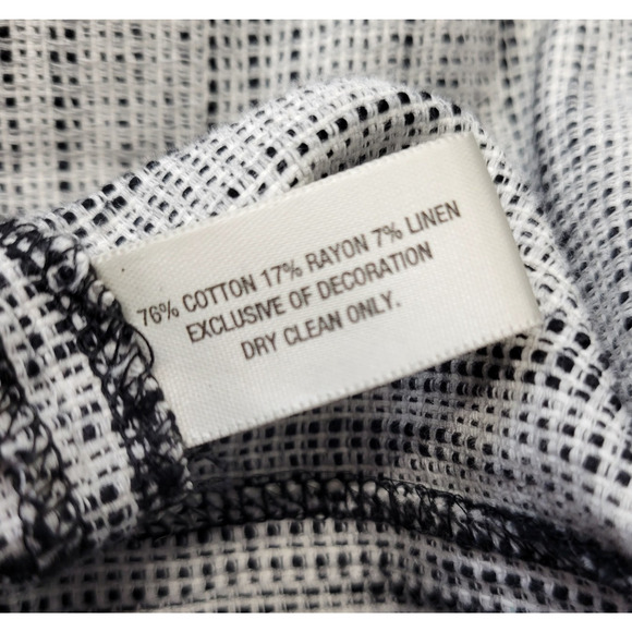I Love Ronson Sheath Dress Womens 14 Tweed Linen Blend Black White Halter - Picture 9 of 12